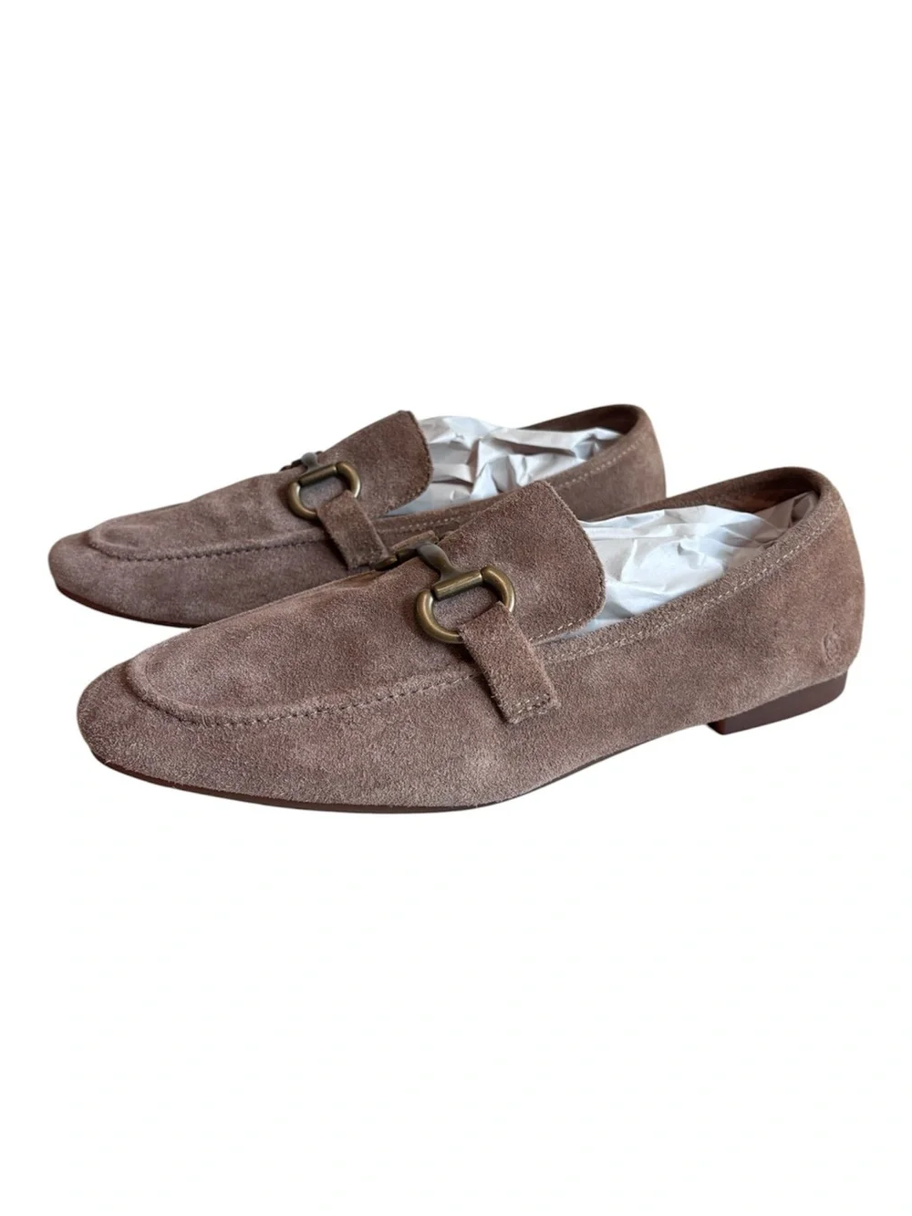 Born KHELD24 LEYLA Tan Taupe Soft Suede Horsebit Leather Loafers Women’s size 11